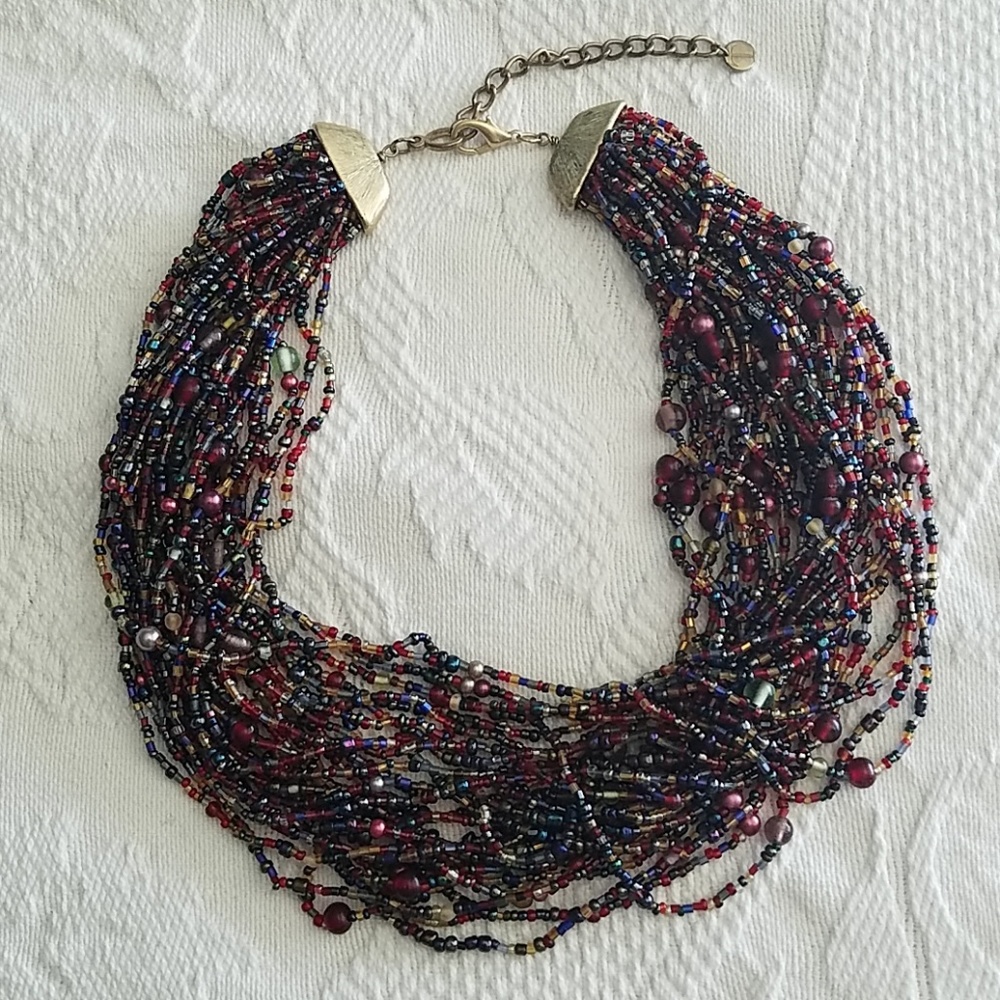 Talbots Multicolored Beaded Statement Necklace